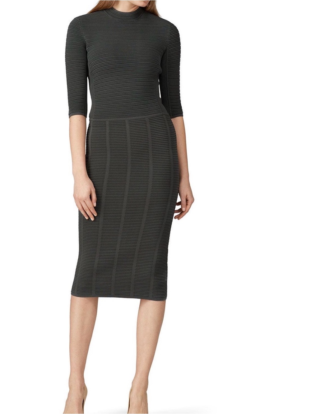 Emporio Armani women’s Ribbed Turtleneck dress in Olive